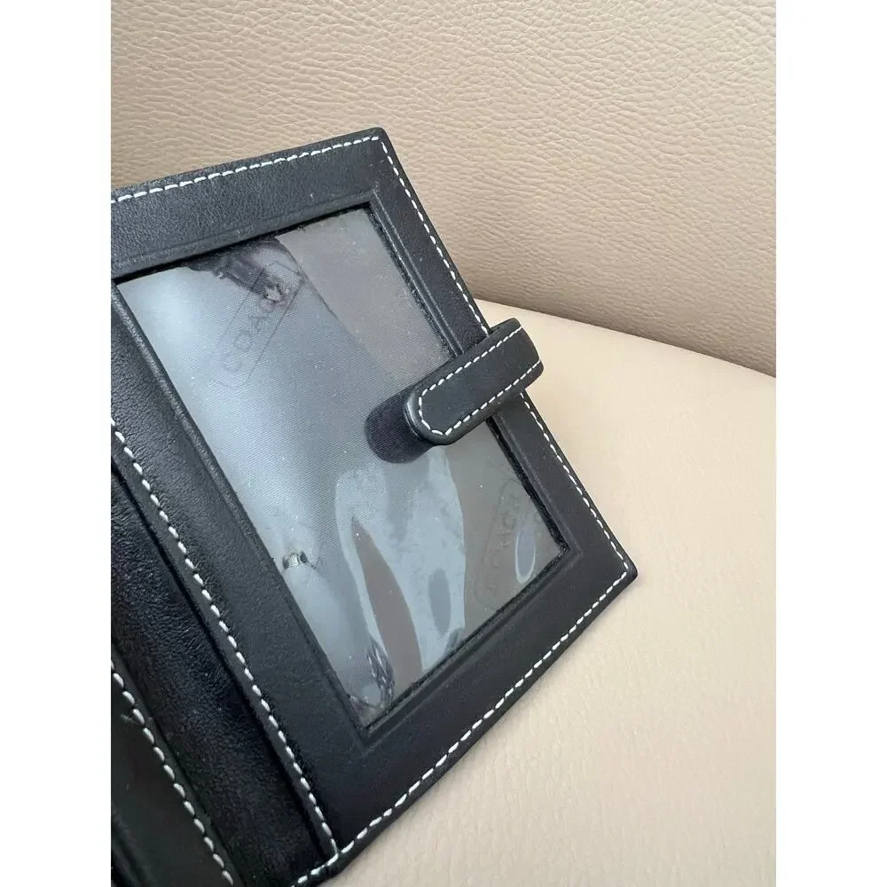 VTG Coach Wallet Picture ID Leather Credit Card Case Frame Travel Black